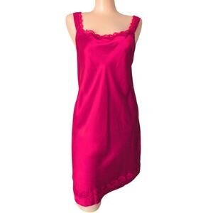 Vintage Olga Red Silk Slip Dress Large Lace Lingerie Y2K Coquette Romantic Fairy